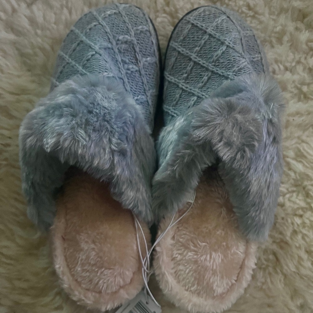 Dearfoams Extra Large Size 11 12 Slippers Light Heather Gray New